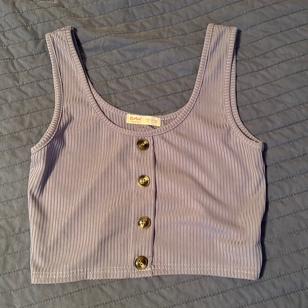 Lavender Romwe Crop Tank Top